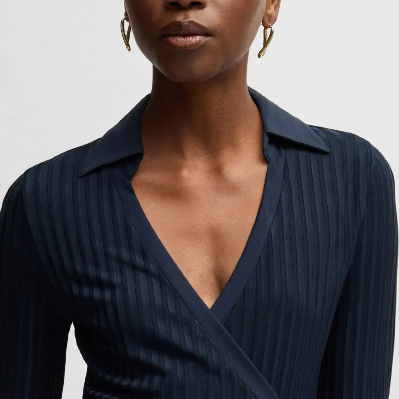 HUGO BOSS Long-Sleeved Dresses Women's Dark Blue-4