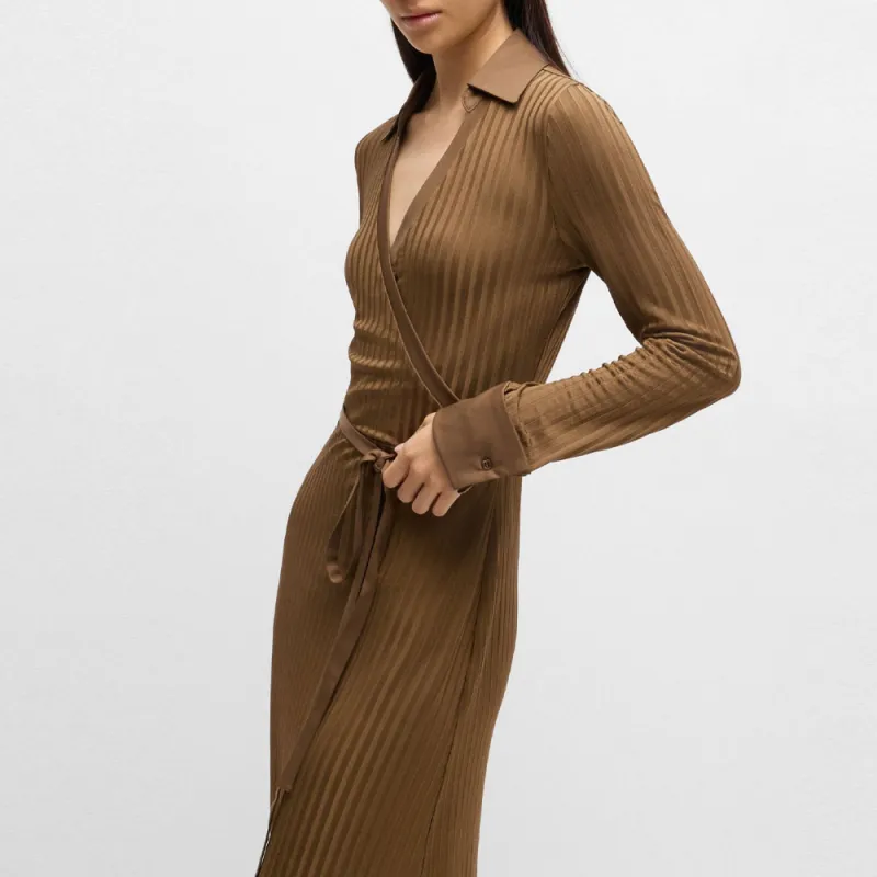 HUGO BOSS Long-Sleeved Dresses Women's Light Brown-5
