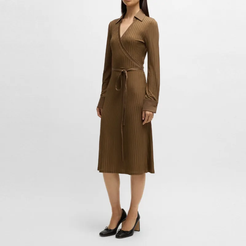 HUGO BOSS Long-Sleeved Dresses Women's Light Brown-3
