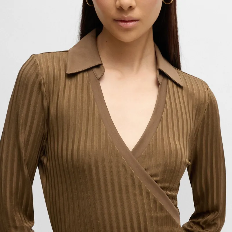 HUGO BOSS Long-Sleeved Dresses Women's Light Brown-4