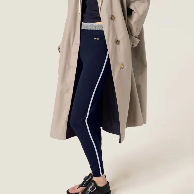 MIU MIU SS25 Knitted Sweatpants Women's Blue-3