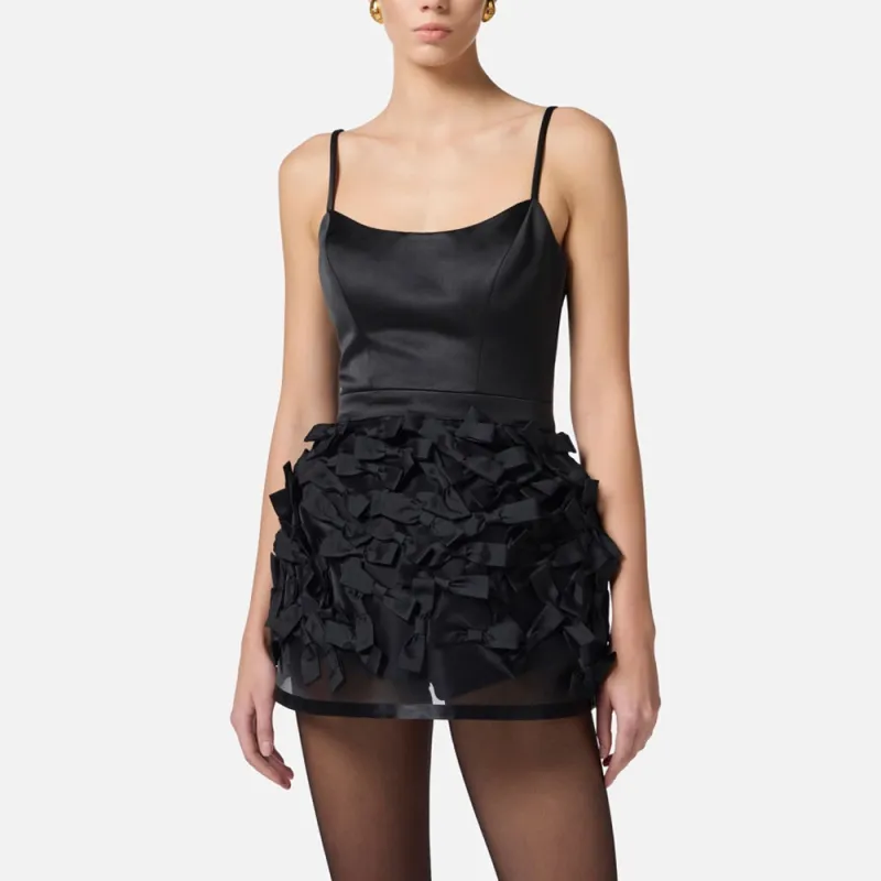 Elisabetta Franchi Satin Bows Detailed Duchesse Satin Dress-2