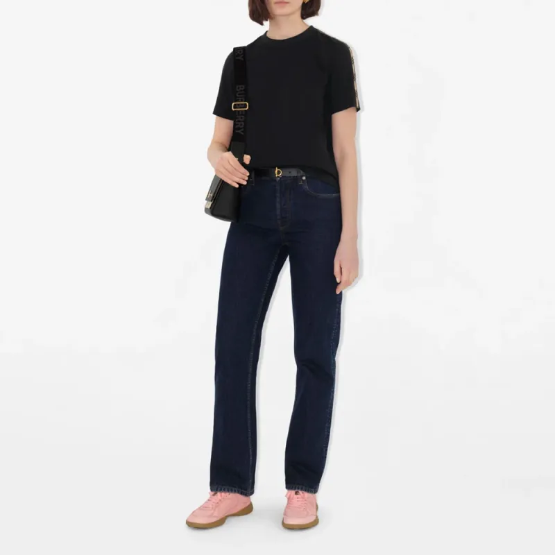 Burberry Check trim Cotton T shirt-1