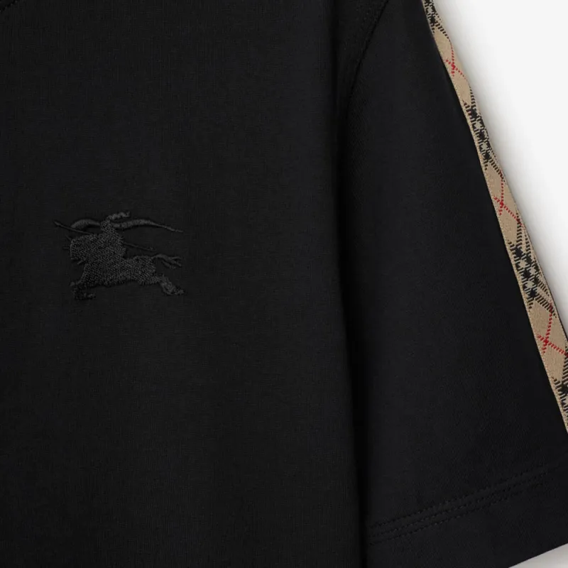 Burberry Check trim Cotton T shirt-4