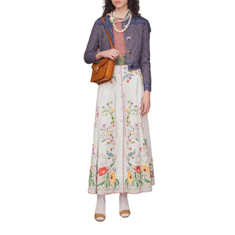 Valentino SS25 Casual Long Skirt Women's White-1