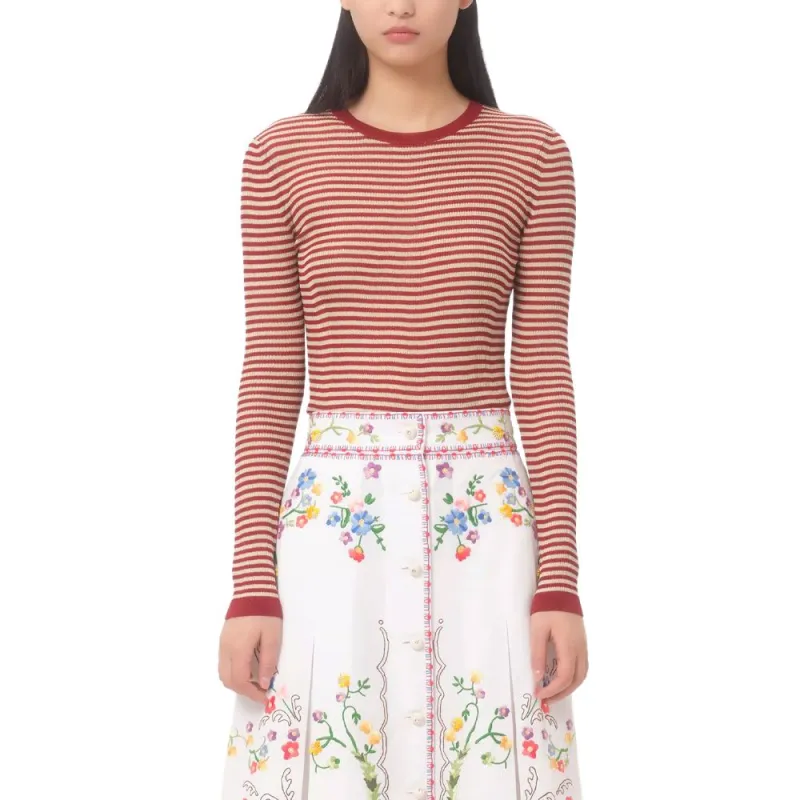 Valentino Striped Crewneck Knitted T Shirt-1