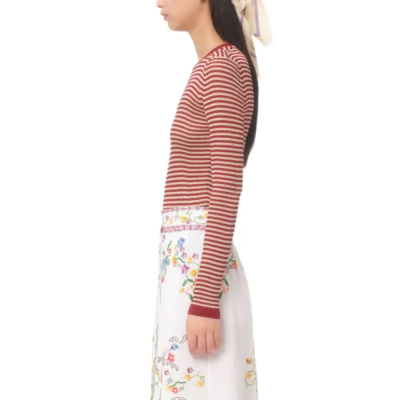 Valentino Striped Crewneck Knitted T Shirt-3
