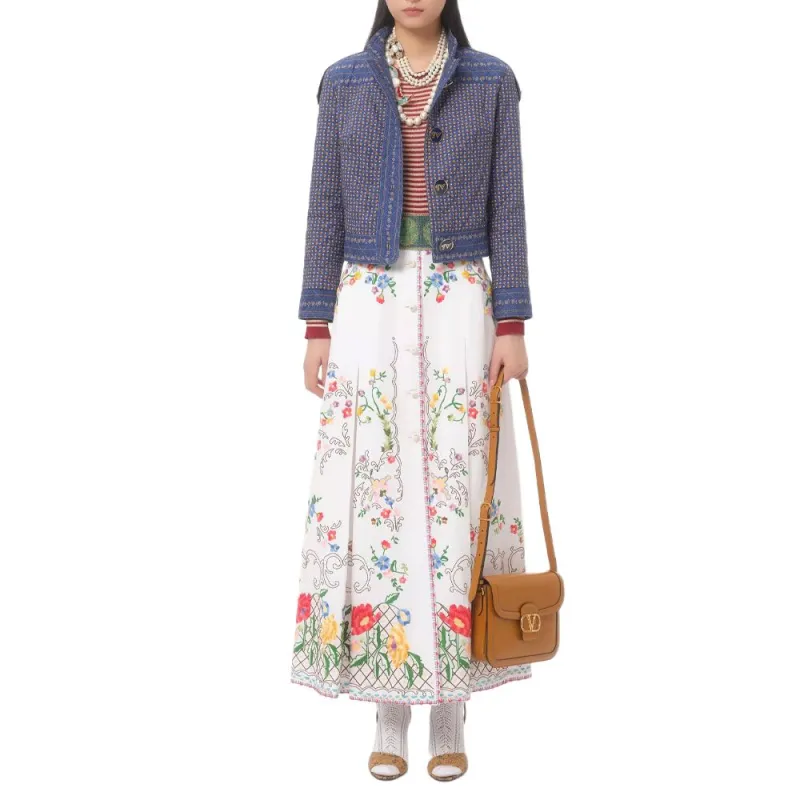 Valentino SS25 Casual Long Skirt Women's White-2