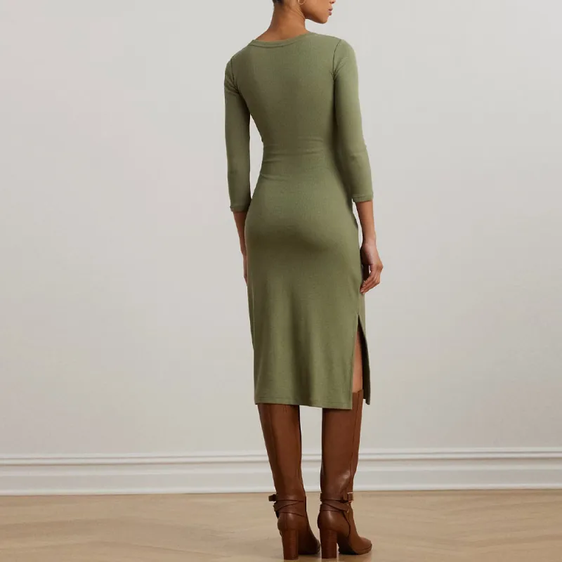 LAUREN RALPH LAUREN Long Sleeved Dress Women's Sage Green-2