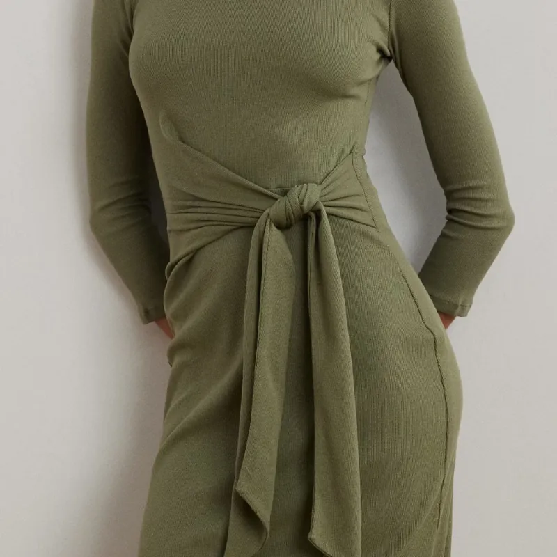 LAUREN RALPH LAUREN Long Sleeved Dress Women's Sage Green-3