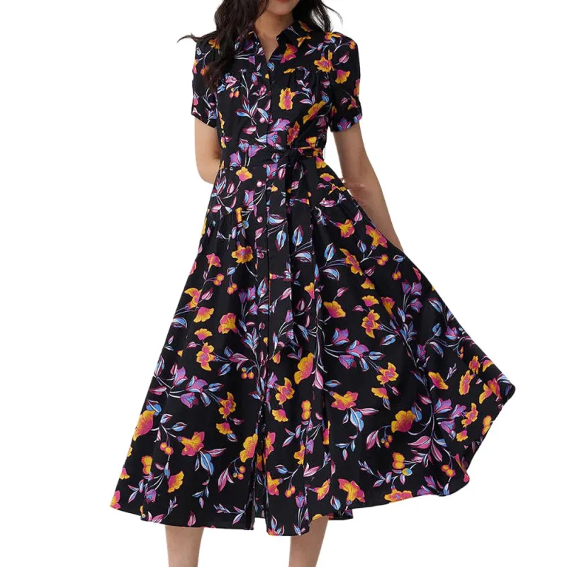 Diane Von Furstenberg SS25 Short-Sleeved Dresses Women's Black-2