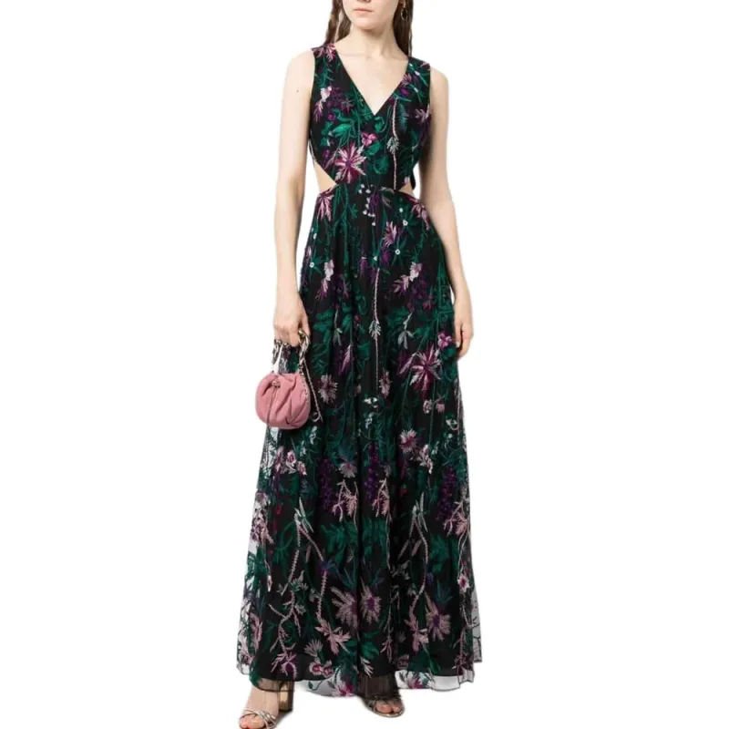 Marchesa Notte Cut out Floral embroidery Gown-1