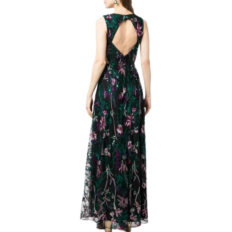 Marchesa Notte Cut out Floral embroidery Gown-2