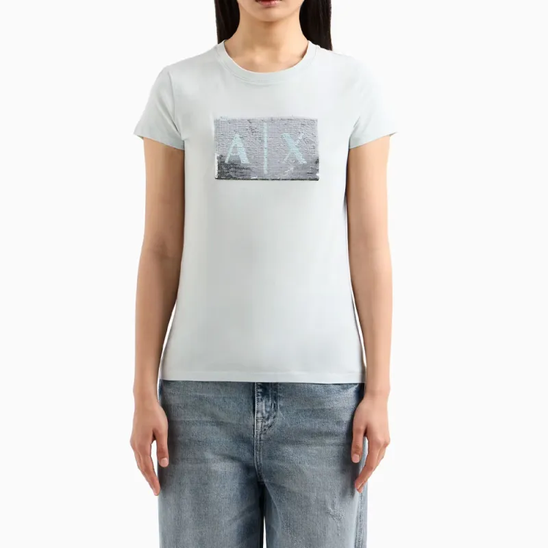 ARMANI EXCHANGEAE T Shirt Women's Light Blue-1