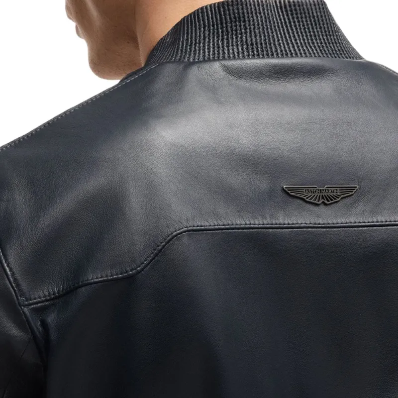 HUGO BOSS x Aston Martin Leather Jacket Men's Dark Blue-4
