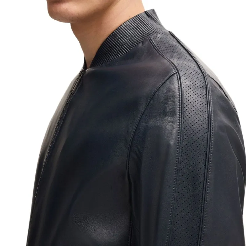 HUGO BOSS x Aston Martin Leather Jacket Men's Dark Blue-5