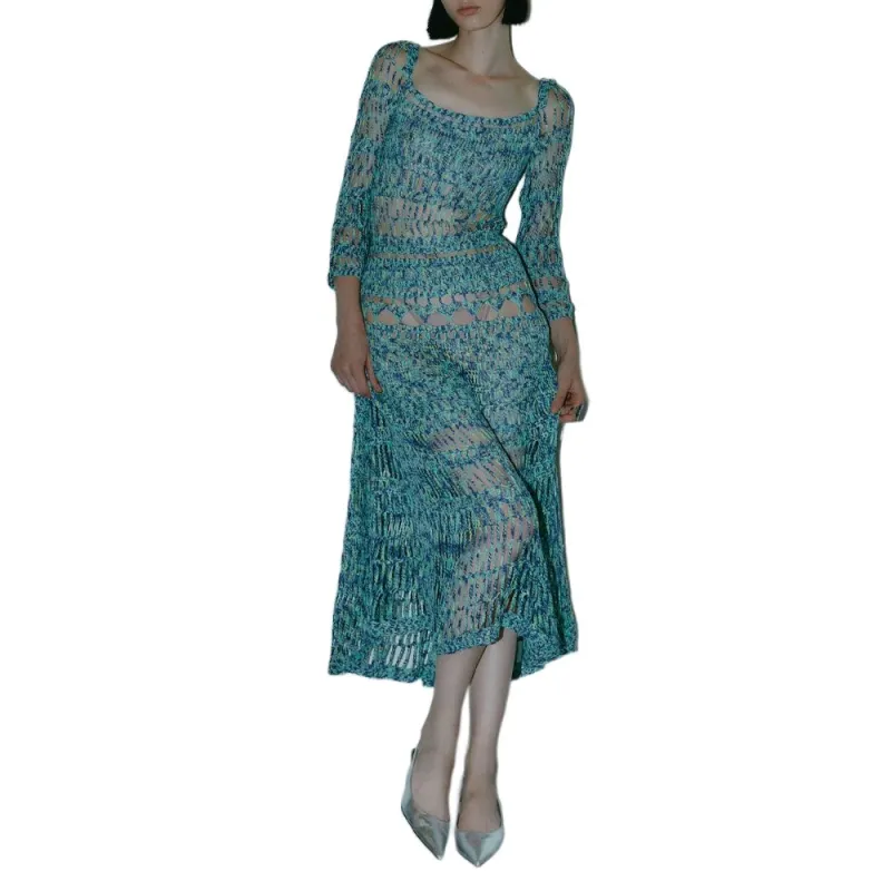 Antonino Valenti Long Sleeved Dresses Women's Blue Green-2