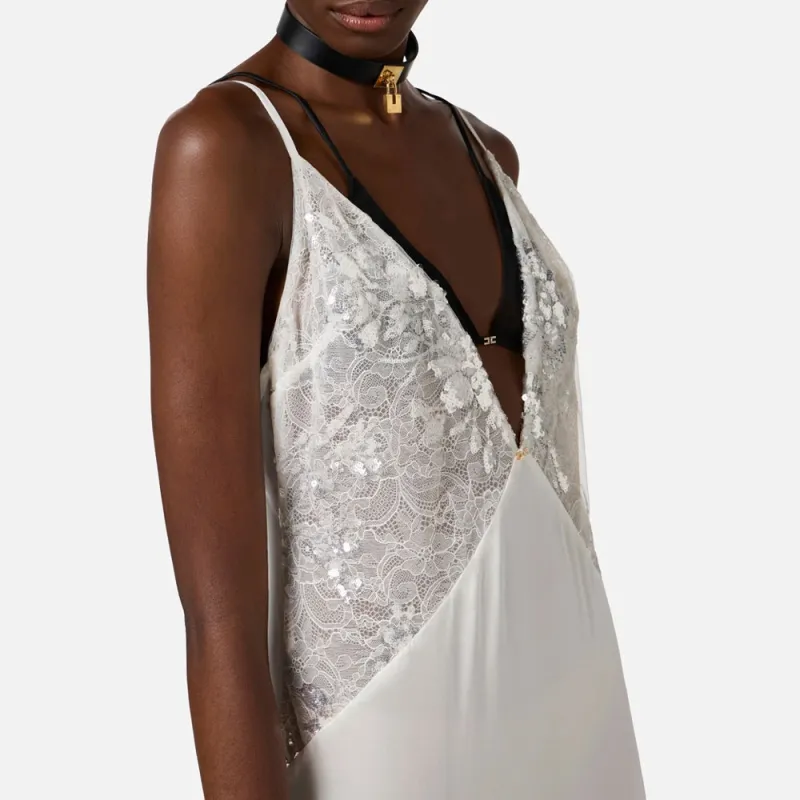 Elisabetta Franchi Slip Dress Women's White-4