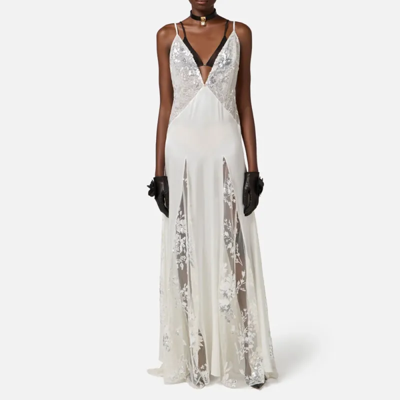 Elisabetta Franchi Slip Dress Women's White-1