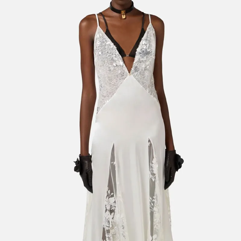 Elisabetta Franchi Slip Dress Women's White-3
