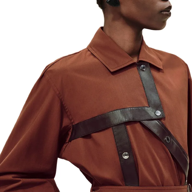 HERMES Leather Jacket Women's Brown-3