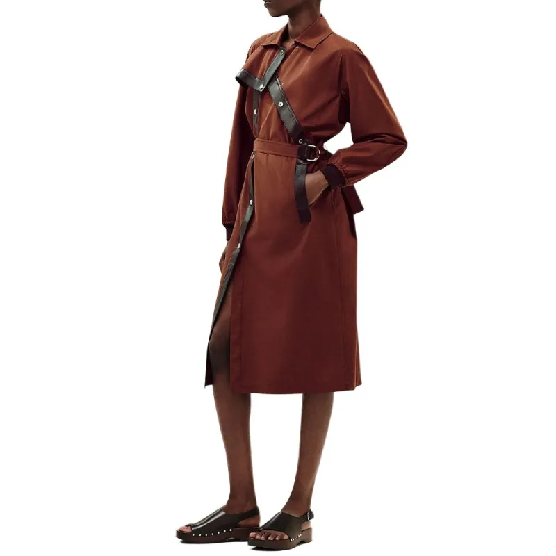 HERMES Leather Jacket Women's Brown-2