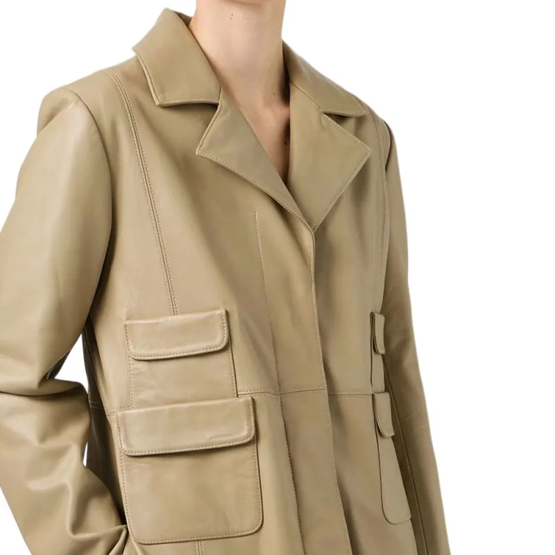Iceberg Leather Jacket Women's Mud-5