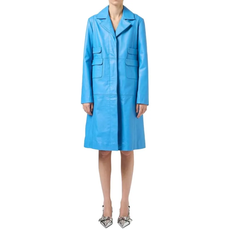 Iceberg Leather Jacket Women's Cobalt Blue-1