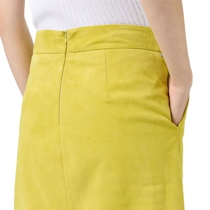 Iceberg Leather Long Skirt Women's Lemon Yellow-5