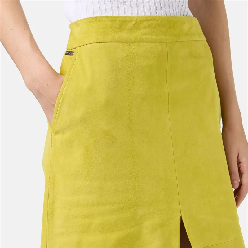 Iceberg Leather Long Skirt Women's Lemon Yellow-4