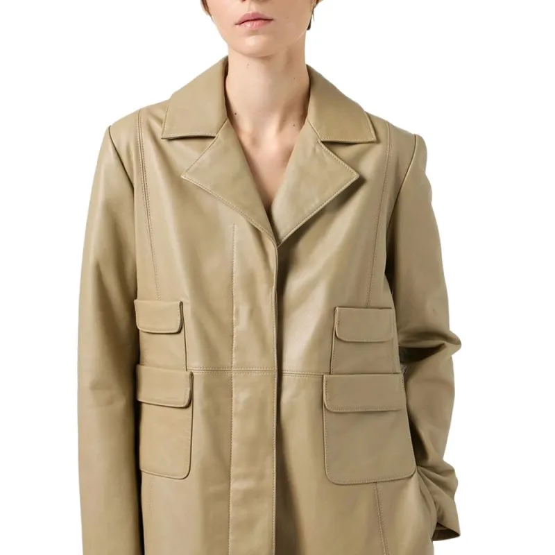 Iceberg Leather Jacket Women's Mud-4