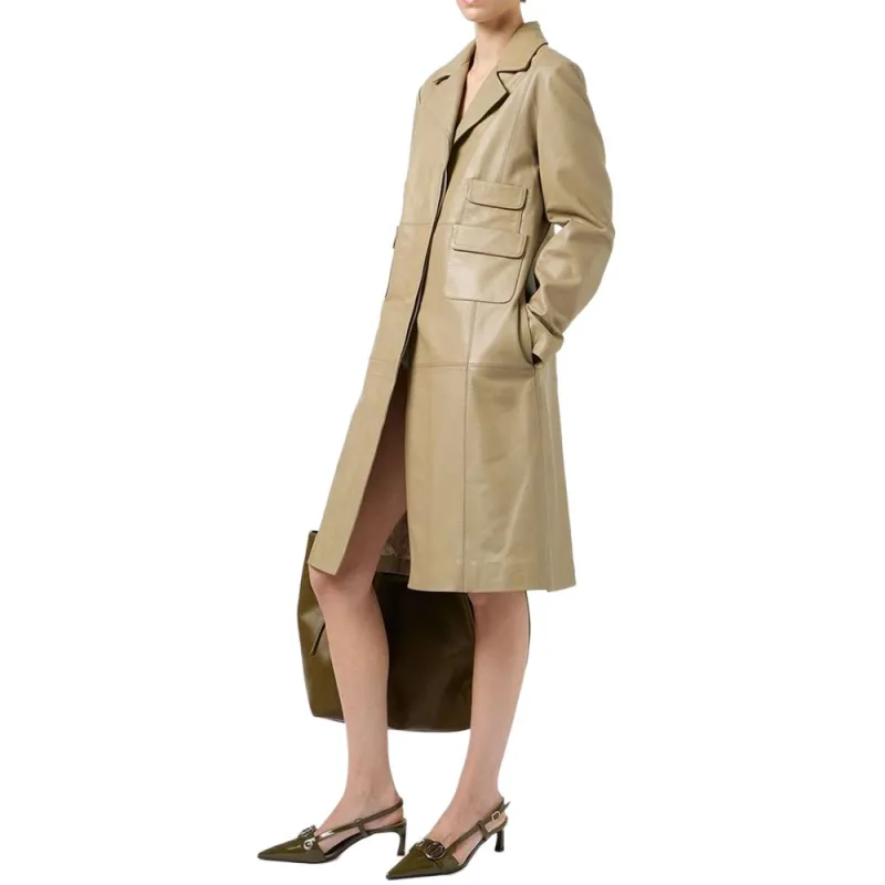 Iceberg Leather Jacket Women's Mud-3