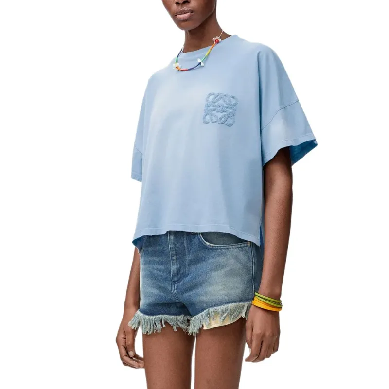 LOEWE Paula's Ibiza Drop Shoulder Sleeve T Shirt Women's Sky Blue-3