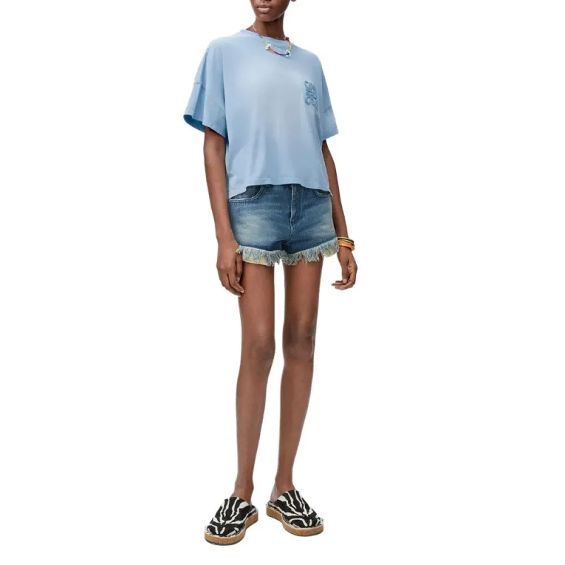 LOEWE Paula's Ibiza Drop Shoulder Sleeve T Shirt Women's Sky Blue-1