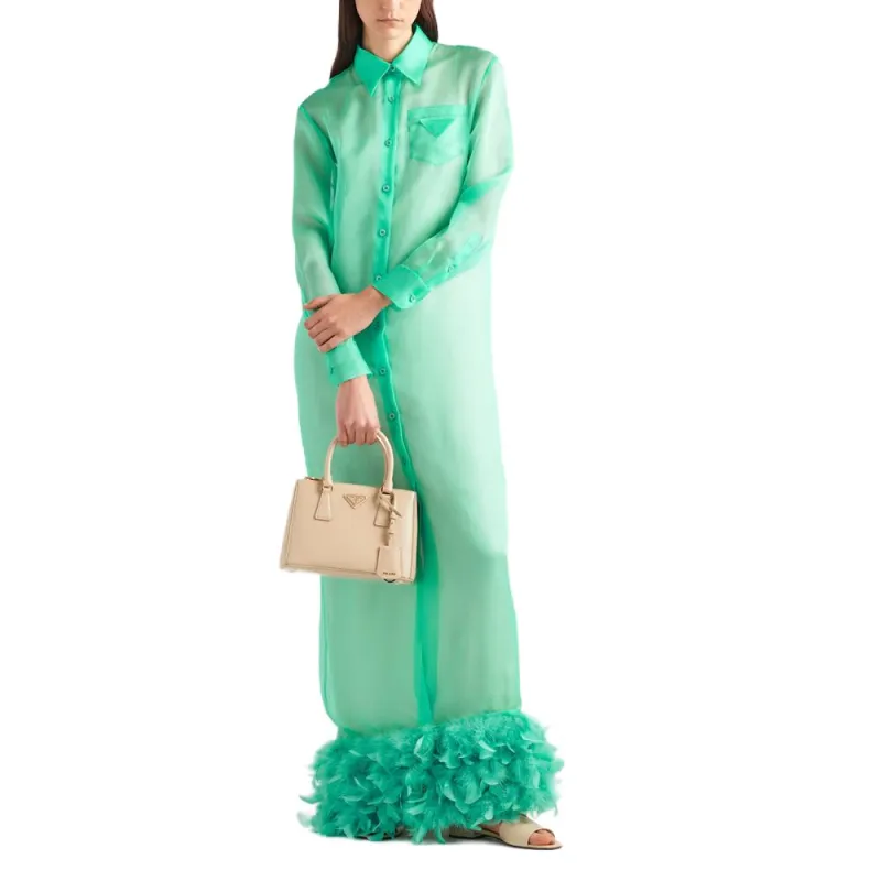 PRADA Long Sleeved Dress Women's Mint Green-1