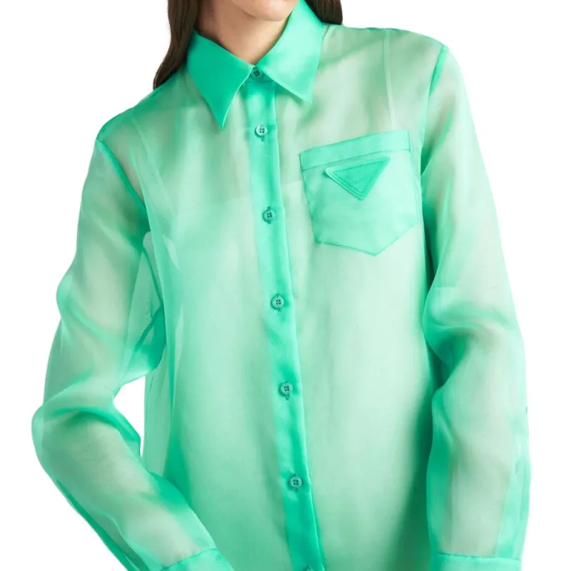 PRADA Long Sleeved Dress Women's Mint Green-3