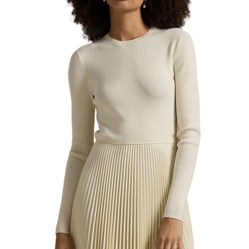 Polo Ralph Lauren Sweater-Bodice Long-Sleeve Dress Long-Sleeved Dresses Women's White-4