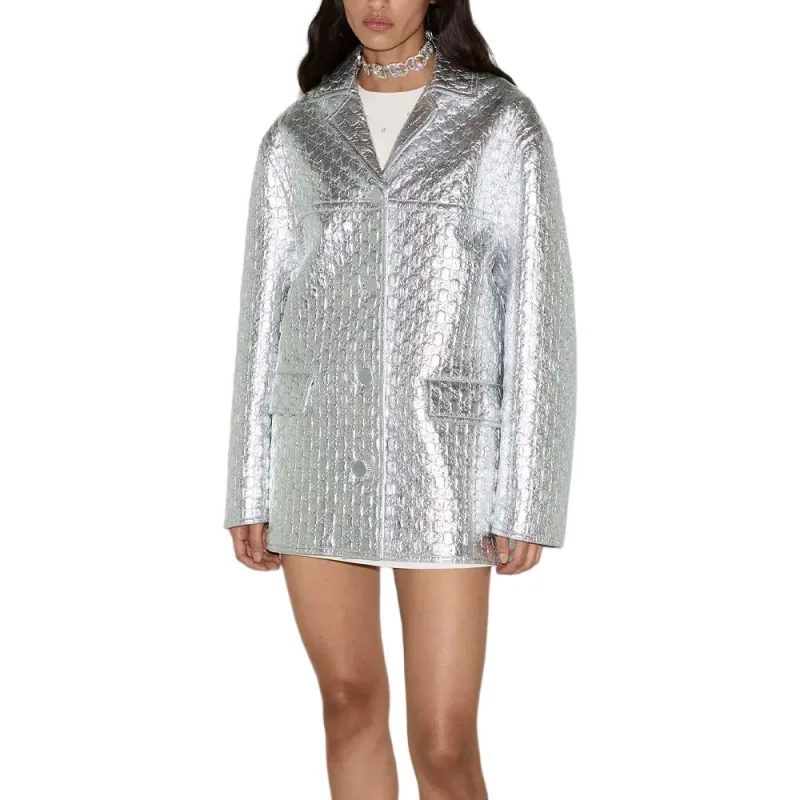 GUCCI SS25 Leather Jacket Women's Silver-2