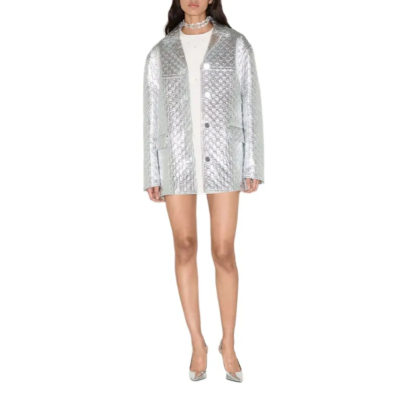 GUCCI SS25 Leather Jacket Women's Silver-1