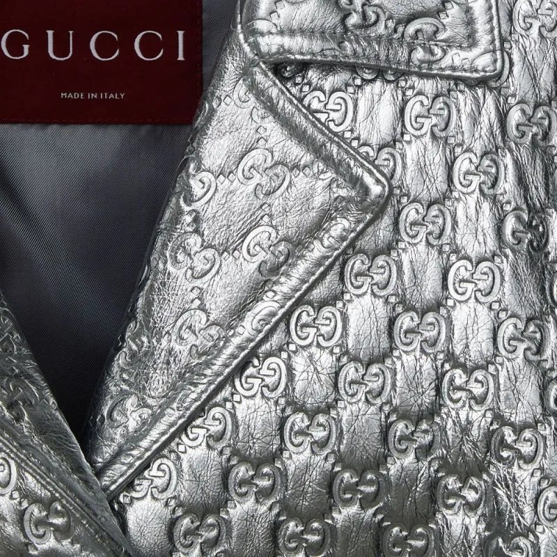 GUCCI SS25 Leather Jacket Women's Silver-6