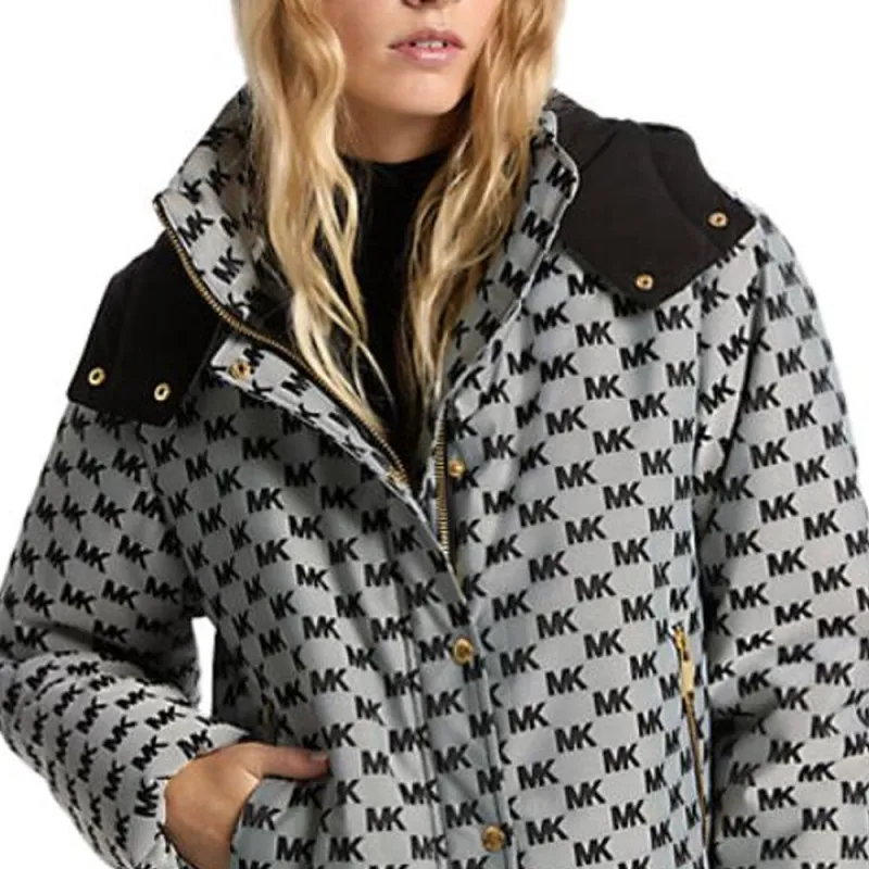 MICHAEL KORS Logo Jacquard Hooded Puffer Jacket-2
