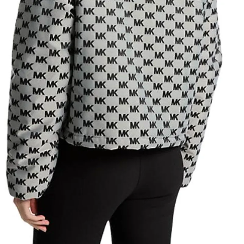 MICHAEL KORS Logo Jacquard Hooded Puffer Jacket-4