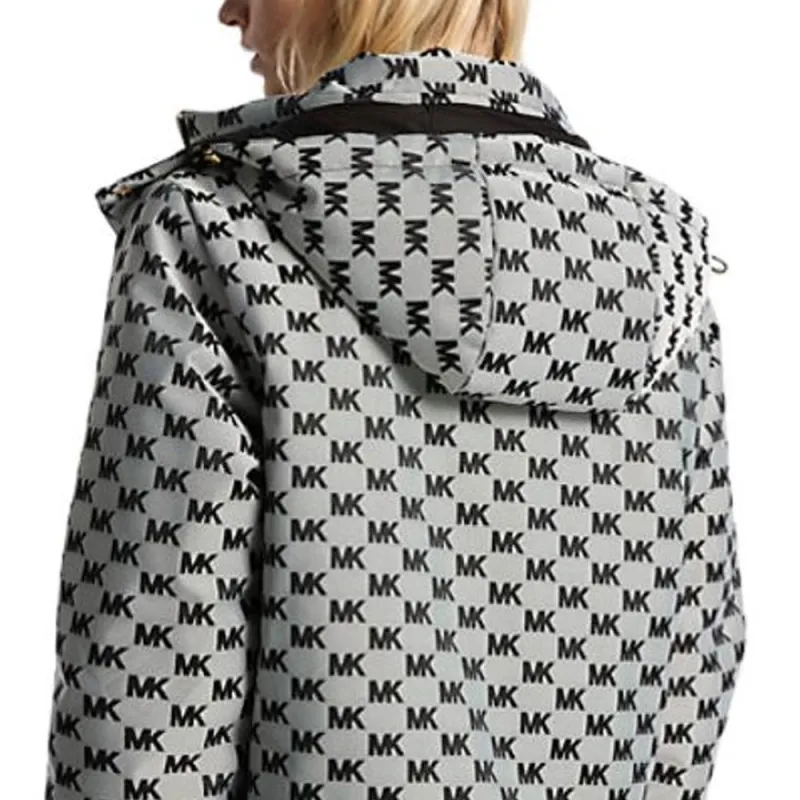 MICHAEL KORS Logo Jacquard Hooded Puffer Jacket-3