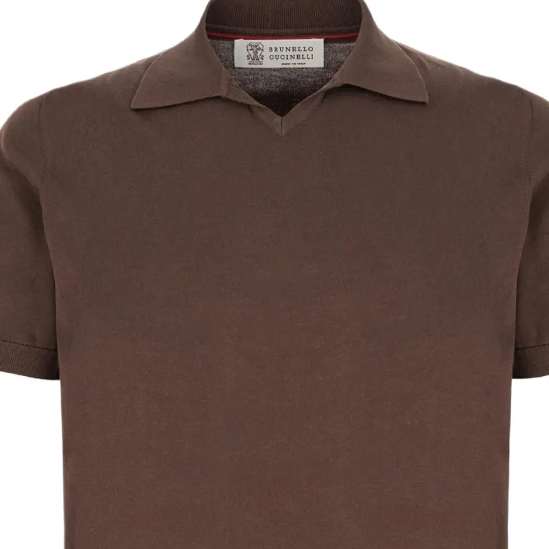 Brunello Cucinelli Short Sleeved Fine Knitted Polo Shirt-4