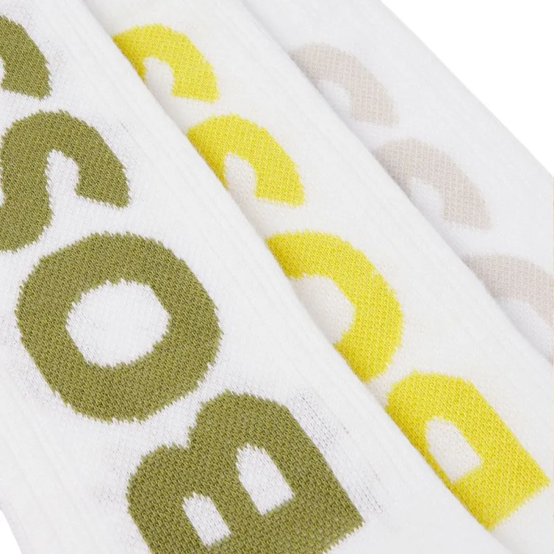 HUGO BOSS Mid Calf Socks Men's 3 Pack White-1