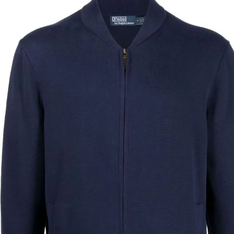 Polo Ralph Lauren Zip up Felted Wool Navy Jumper-4