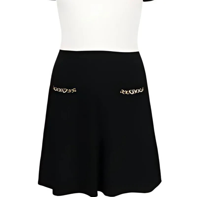 Valentino SS23 Short Sleeved Dress Women's Black White-4