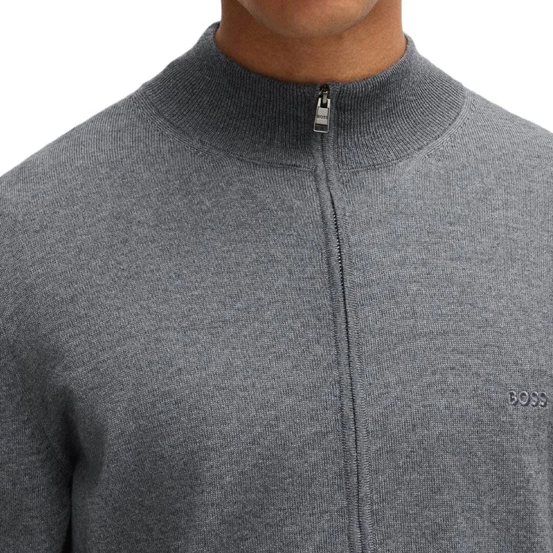 HUGO BOSS Logo Embroidered Zipped Knit Cardigan-4