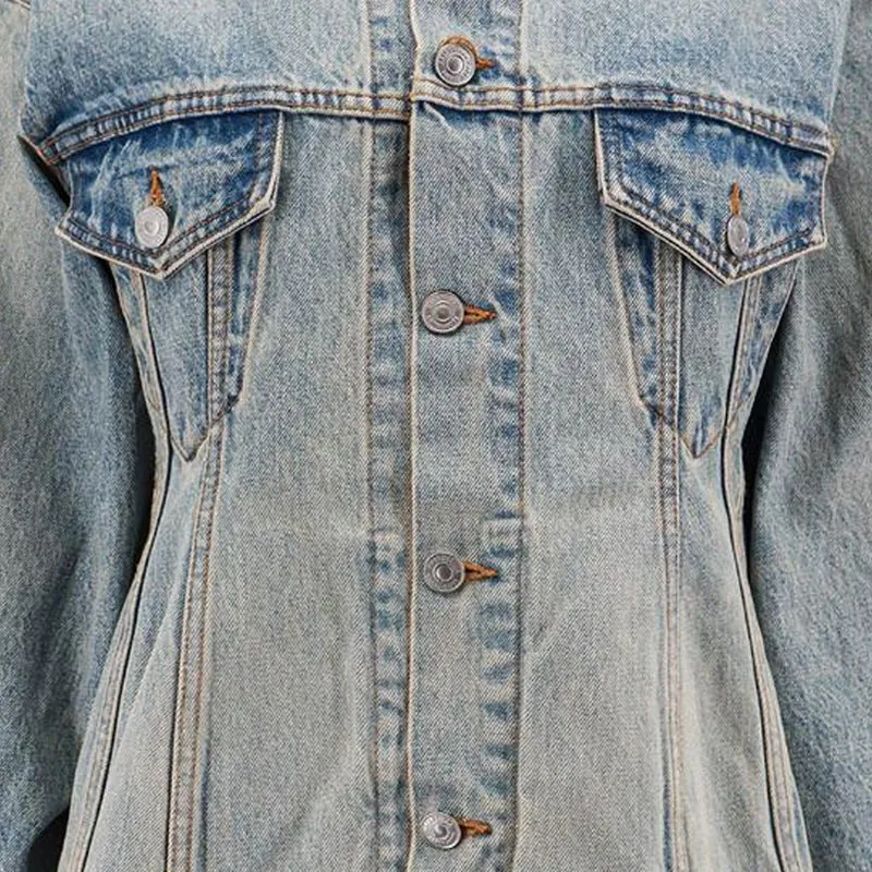 Balenciaga Collared Button Up Denim Jacket-7