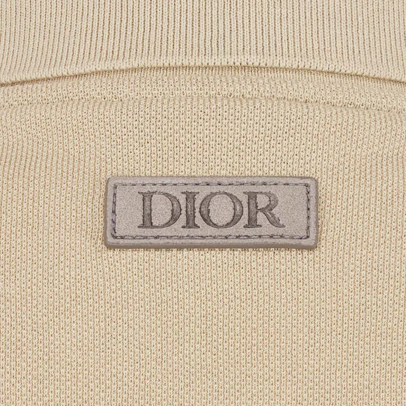 DIOR Beige Cotton And Silk Piqué Polo Shirt Men's Beige-6